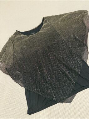 ALYX Metallic Sheer Black Short-Sleeve Overlay Top